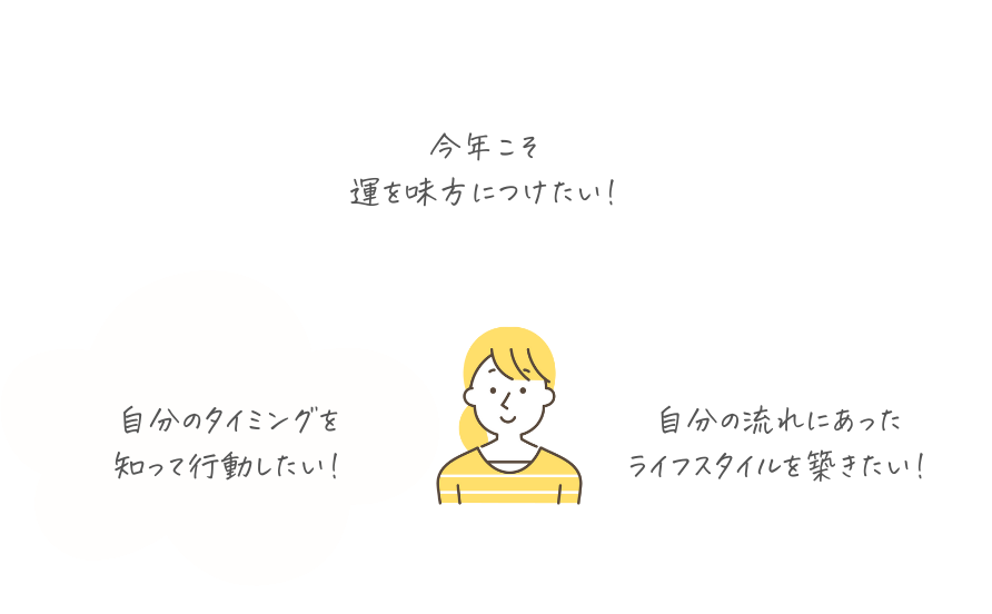 今年こそ運を味方につけたい!自分のタイミングを知って行動したい!自分の流れにあったライフスタイルを築きたい!